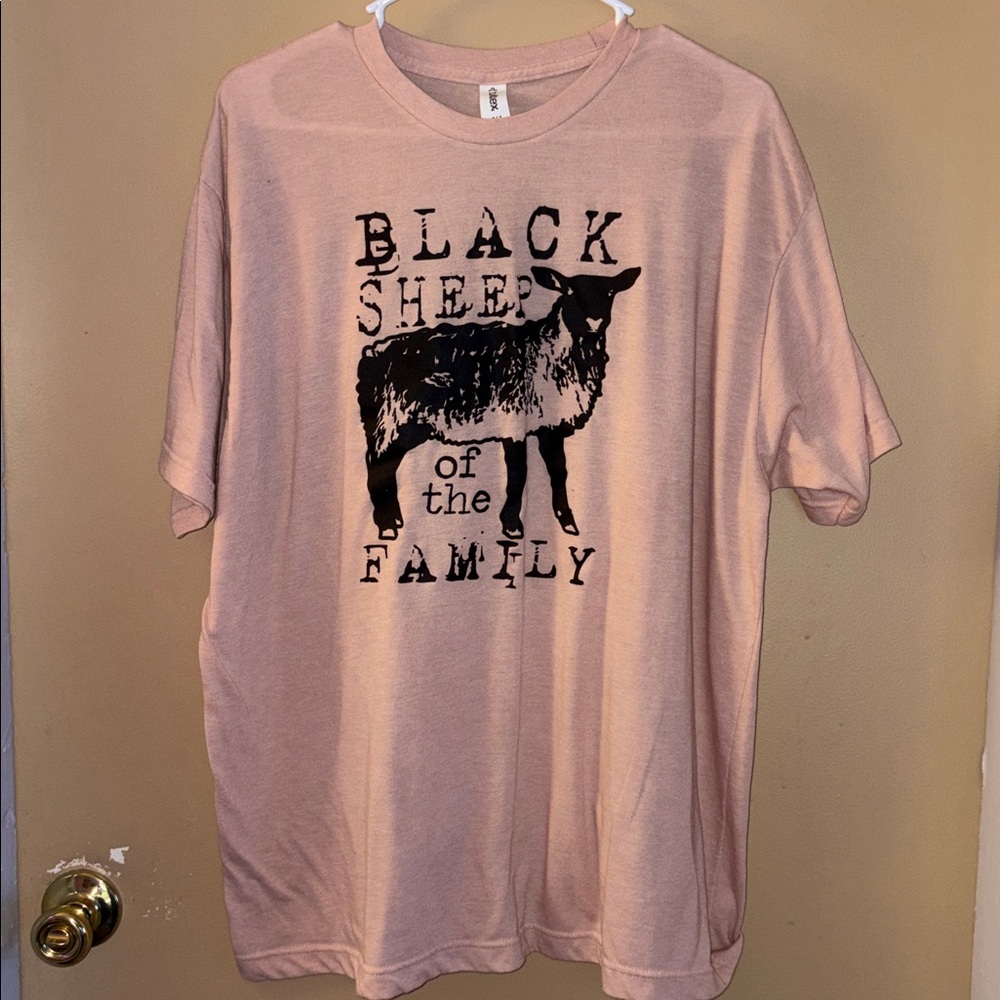 Tultex Light Pink T-Shirt with Black Graphic